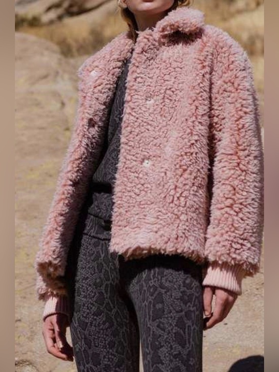 Ragdoll Jackets & Blazers - Ragdoll Plush Pink Faux-Sherpa Puffer Jacket